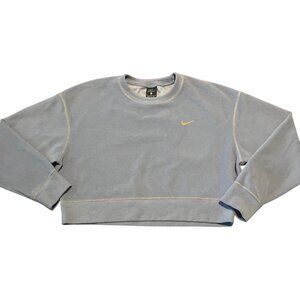 Nike‎ Dri-Fit Womens Light Blue Cropped Fleece Long Sleeve Sweatshirt L